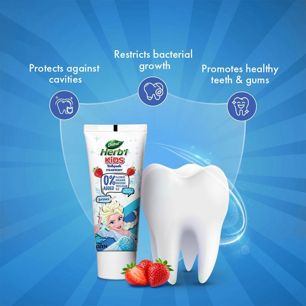 Dabur Herb'l Kids Toothpaste (Frozen, 3+ years, Strawberry Flavour) : 80 g