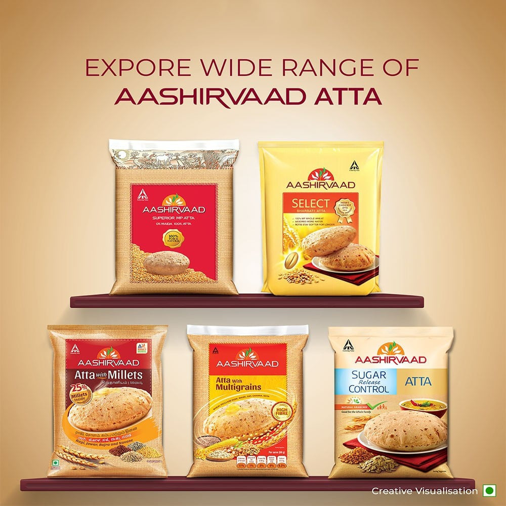 Aashirvaad 0% Maida, 100 % M.P. Chakki Atta : 5 kg