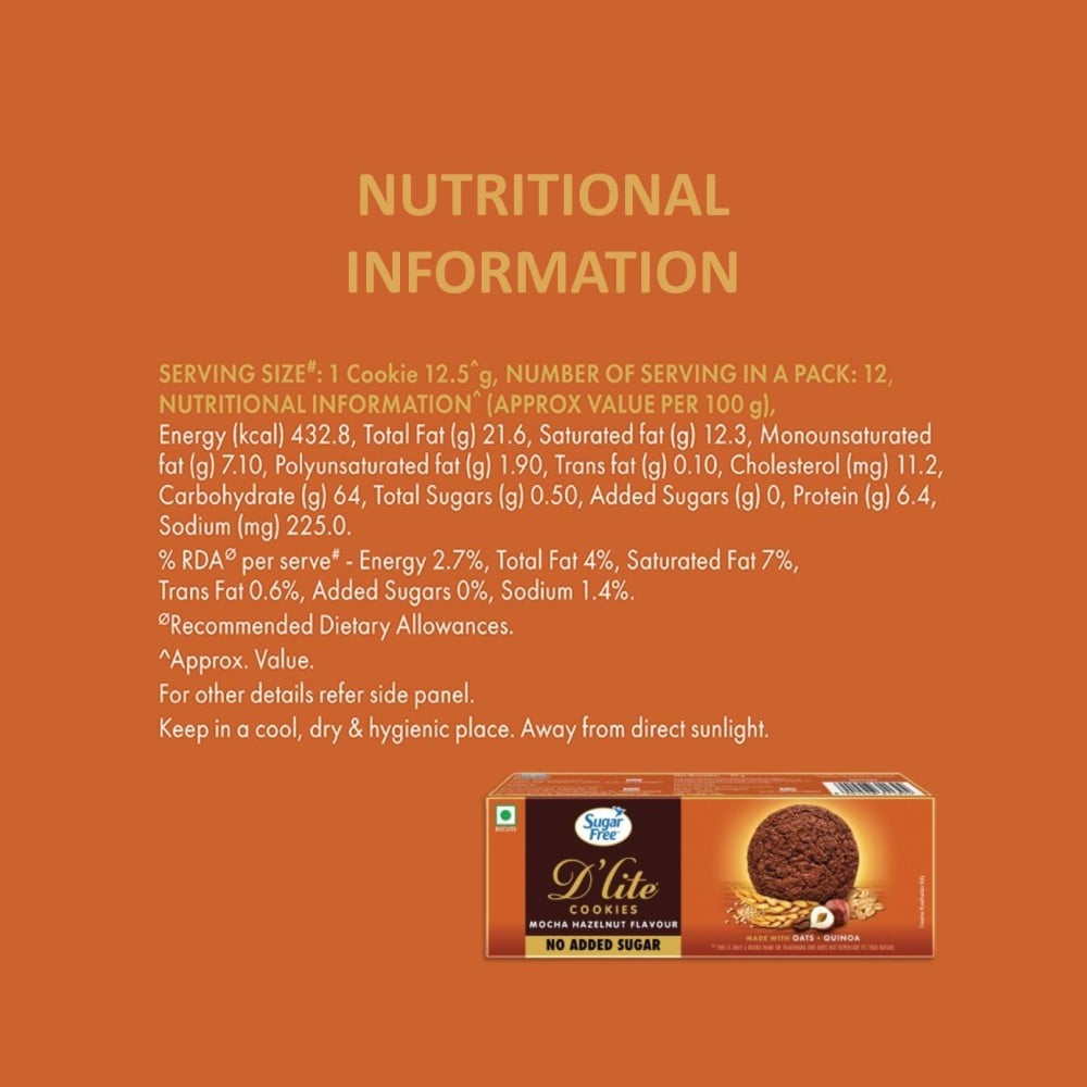 Sugar Free D'Lite Mocha Hazelnut Cookies : 75 g