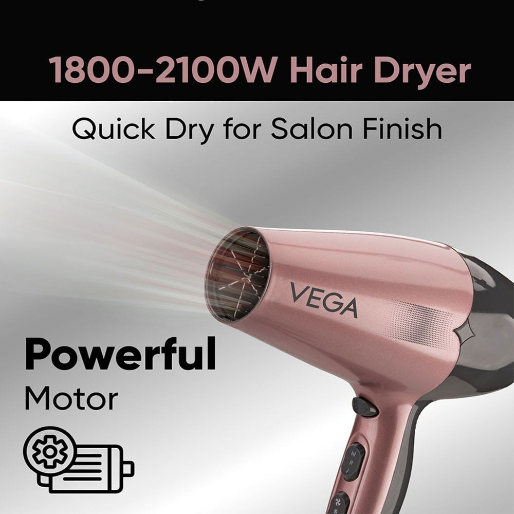 Vega Go Pro Professional Hair Dryer (Rose Gold, 2100 W, VHDH-25) : 1 unit