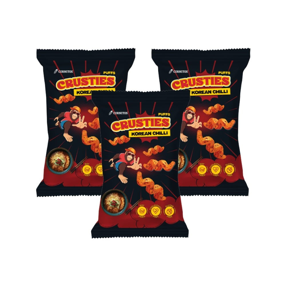 Cornitos Crusties Korean Chilli Puffs - Pack of 3 : 3 x 62 g