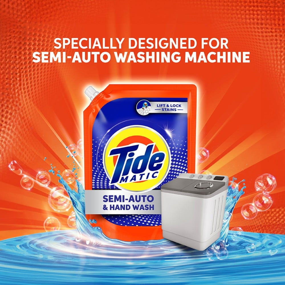 Tide Matic Semi-Auto & Hand Wash Liquid Detergent : 2 ltr