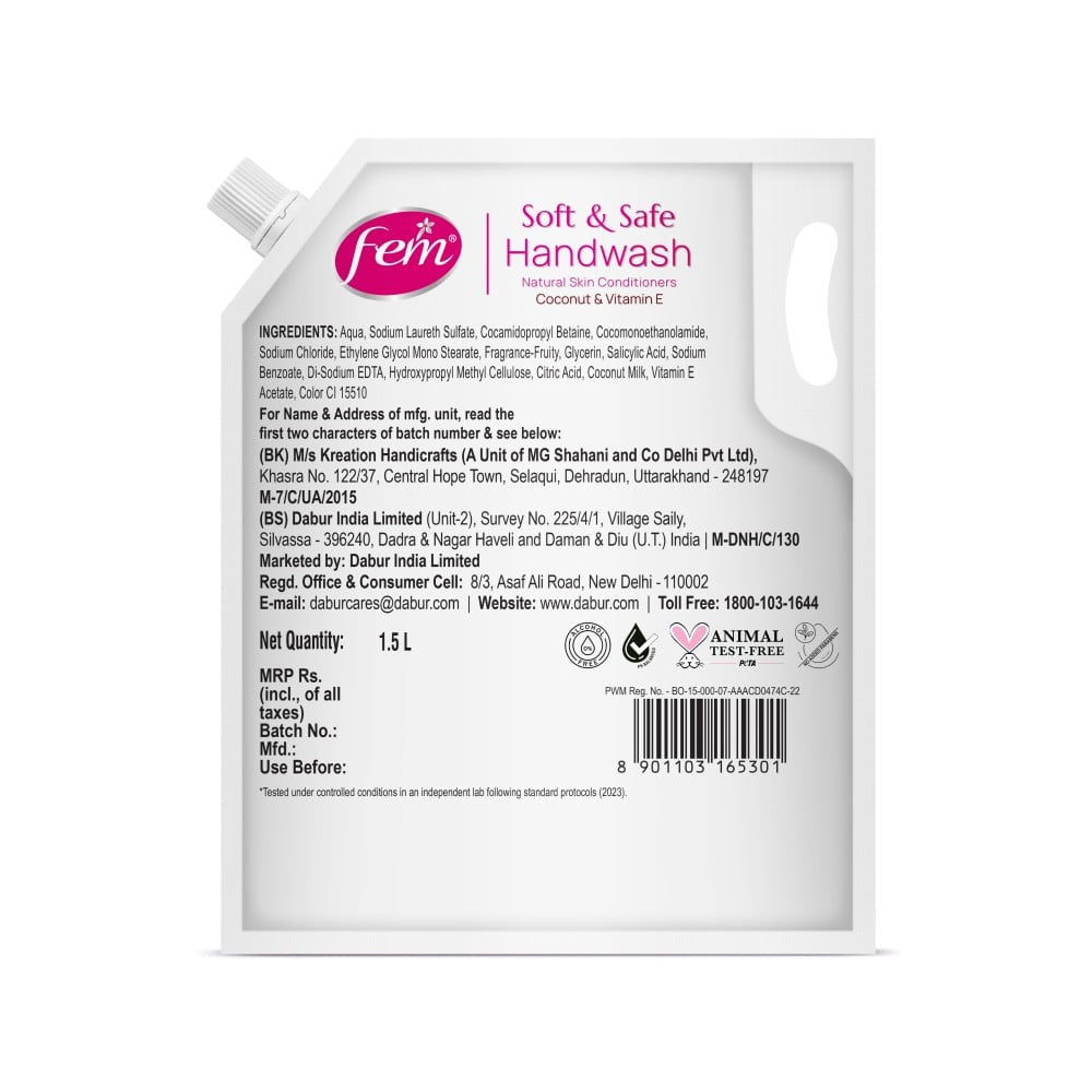 Dabur Fem Fruity Squash Hand Wash : 1.5 ltr
