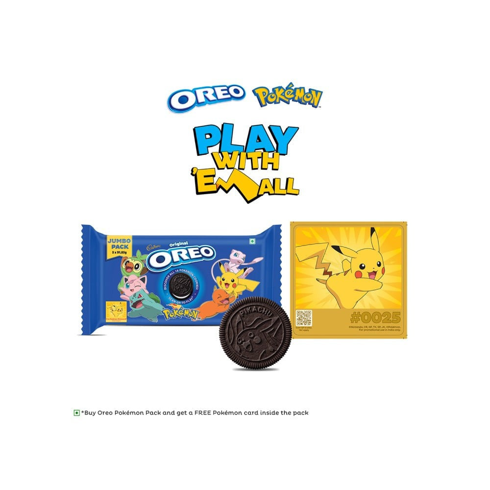 Cadbury Oreo Pokemon Original Vanilla Sandwich Cream Biscuits Jumbo Pack - Pack of 2 : 2 x 481.25 g