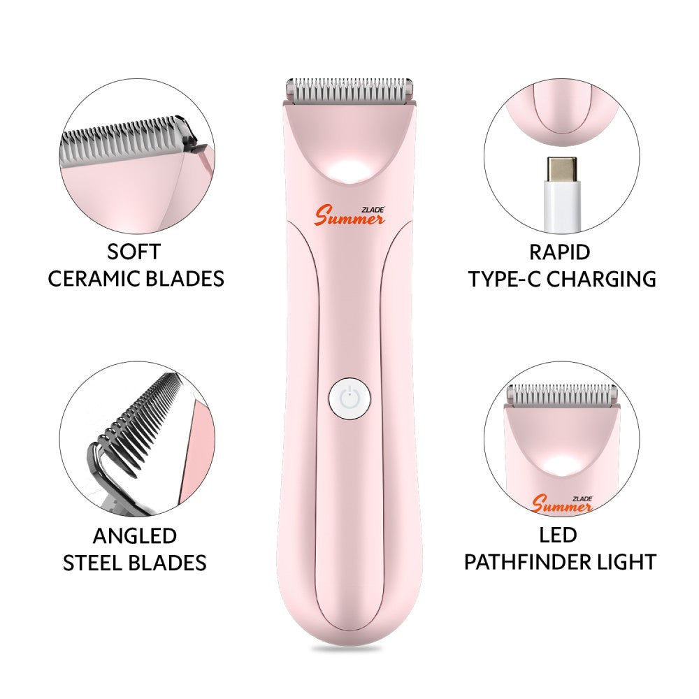 Zlade Summer Waterproof Electric Intimate Female Body Trimmer (Pink, 5W) : 1 unit