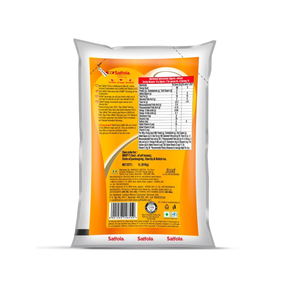 Saffola Total Pro Heart Conscious Edible Oil : 1 ltr