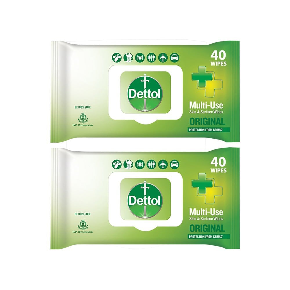 Dettol Original Multi-Use Skin & Surface Wet Wipes - Pack of 2 : 2 x 40 units