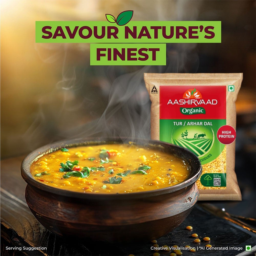 Aashirvaad 100% Organic Arhar Dal /Tur Dal : 1 kg