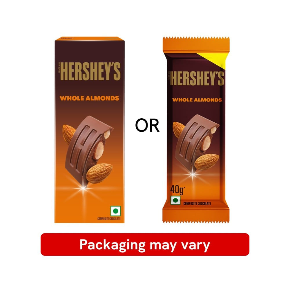 Hershey's Whole Almonds Flavoured Chocolate Bar - Pack of 2 : 2 x 40 g