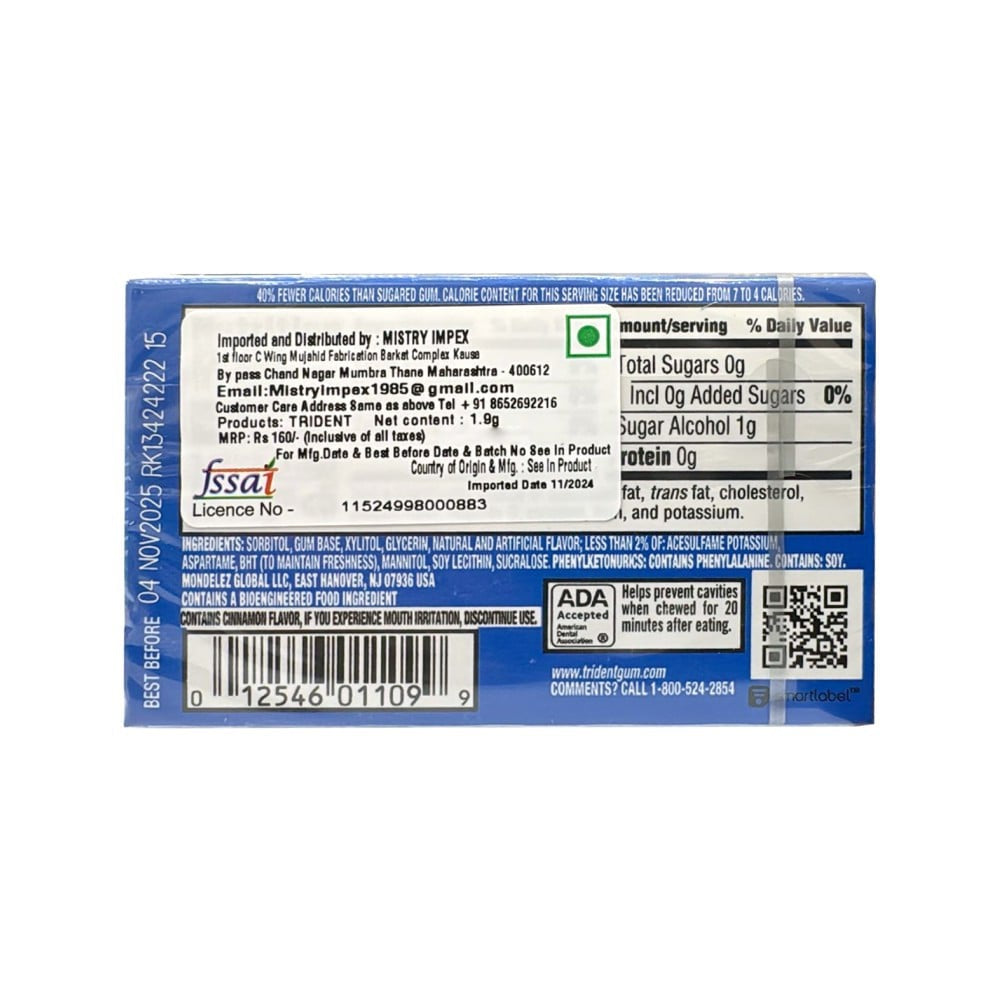 Trident Original Flavour Gum : 1 pack (14 sticks)