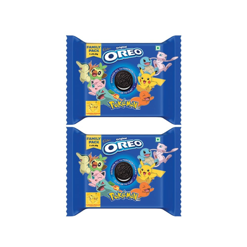 Cadbury Oreo Pokemon Vanilla Sandwich Cream Biscuits Family Pack - Pack of 2 : 2 x 288.75 g