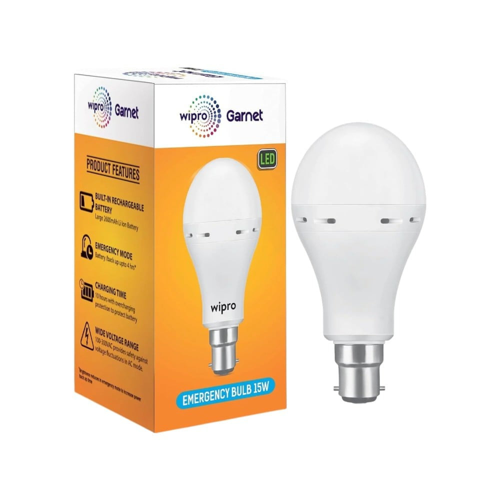 Wipro B22 Emergency 15W LED Bulb (Cool White) : 1 unit