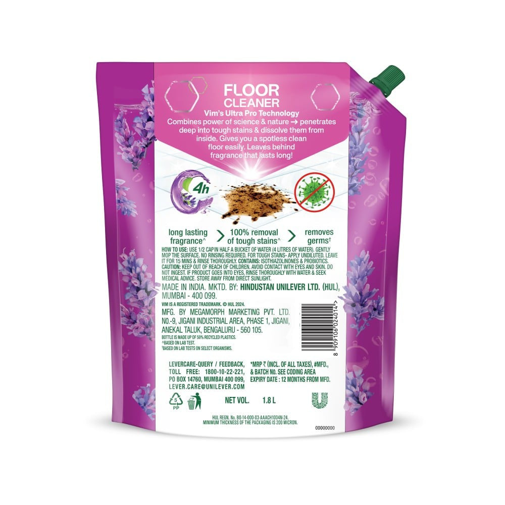 Vim Ultra Pro French Lavendar Floor Cleaner : 1.8 ltr