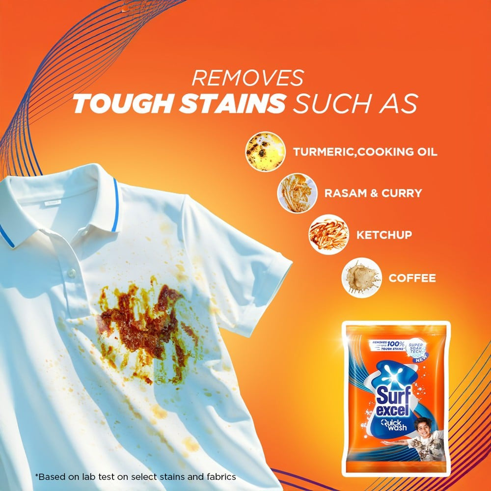 Surf Excel Quick Wash Detergent Powder - Free 1 kg : 3 kg + 1 kg
