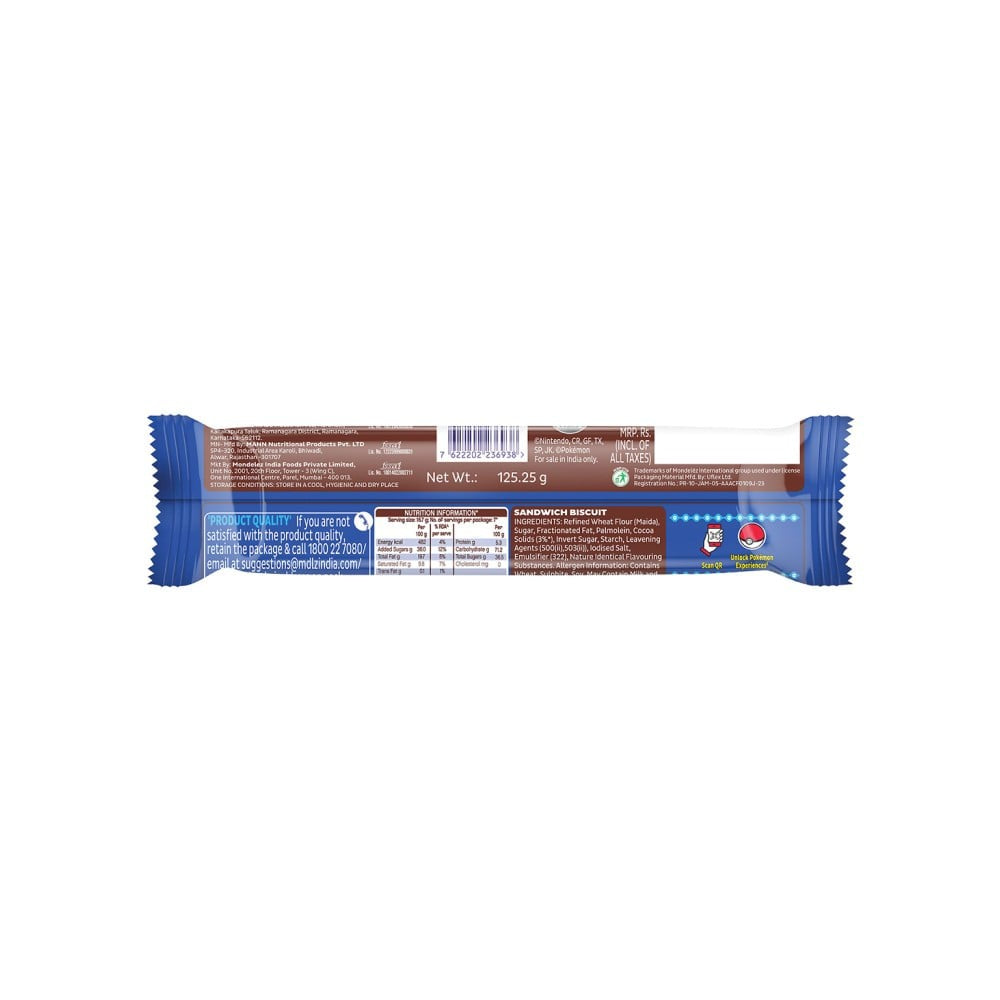 Cadbury Oreo Pokemon Chocolate Flavour Sandwich Cream Biscuits : 131.25 g