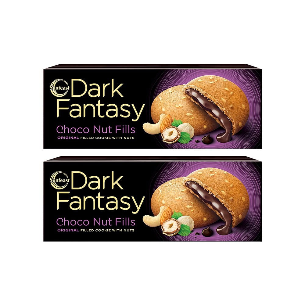 Sunfeast Dark Fantasy Choco Nut Fills Cookies - Pack of 2 : 2 x 75 g