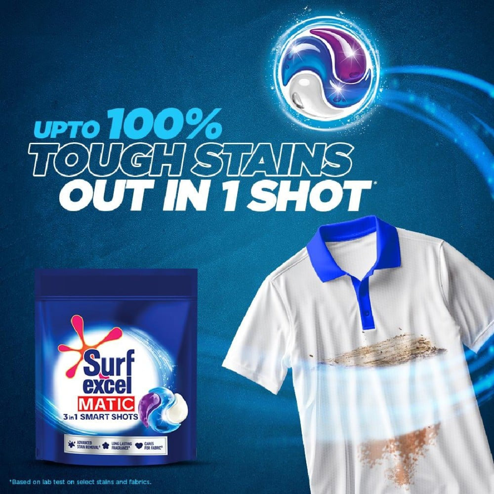 Surf Excel 3 In 1 Smart Shots Detergent Pods : 1 pack ( 26 g x 17 pieces)