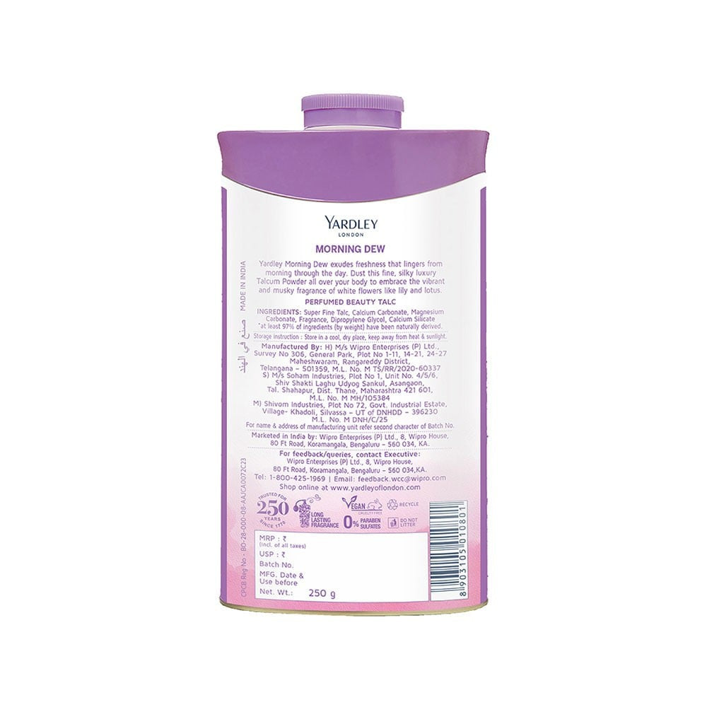 Yardley London Morning Dew Perfumed Talcum Powder : 250 g