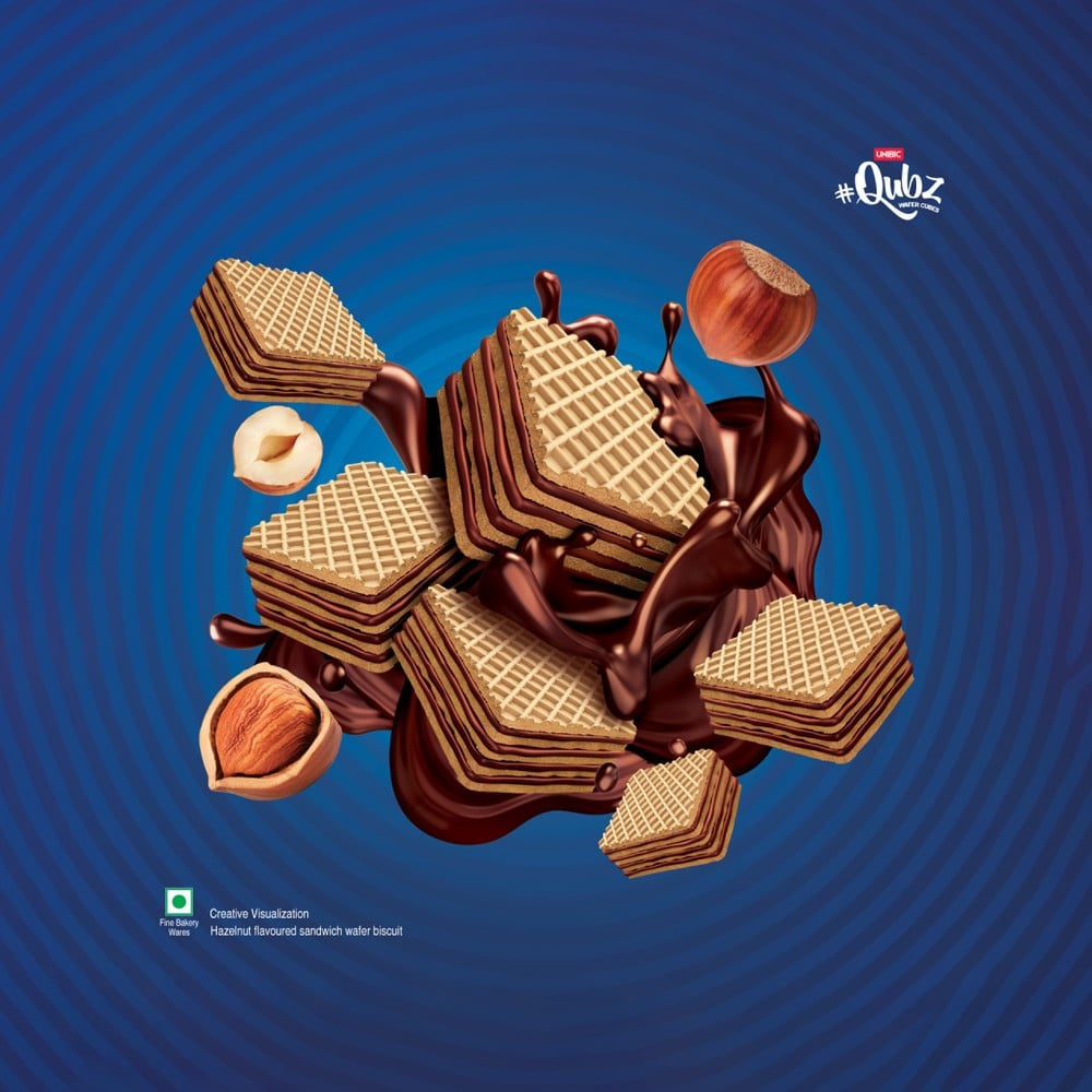 Unibic Qubz Choco Hazelnut Wafer Cube : 120 g