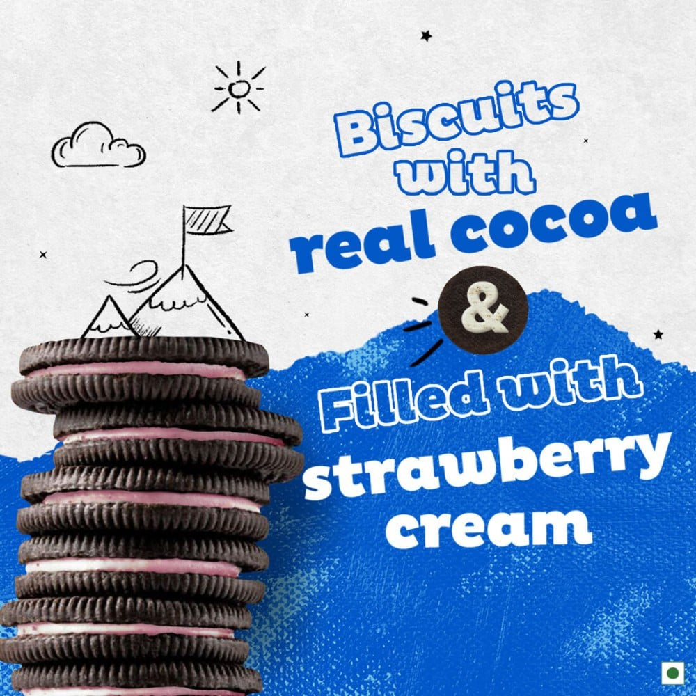 Cadbury Oreo Pokemon Strawberry Flavour Sandwich Cream Biscuits : 113.75 g