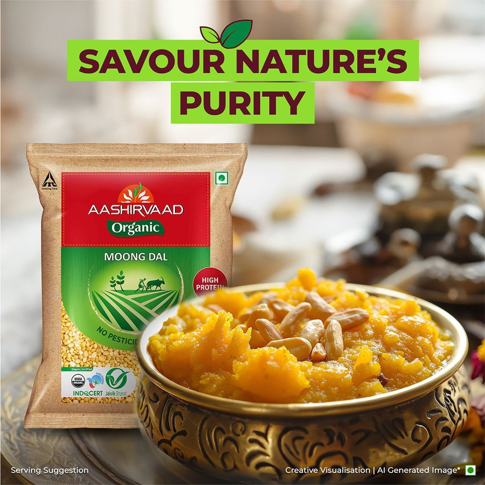 Aashirvaad 100% Organic Moong Dal (Dhuli) : 500 g