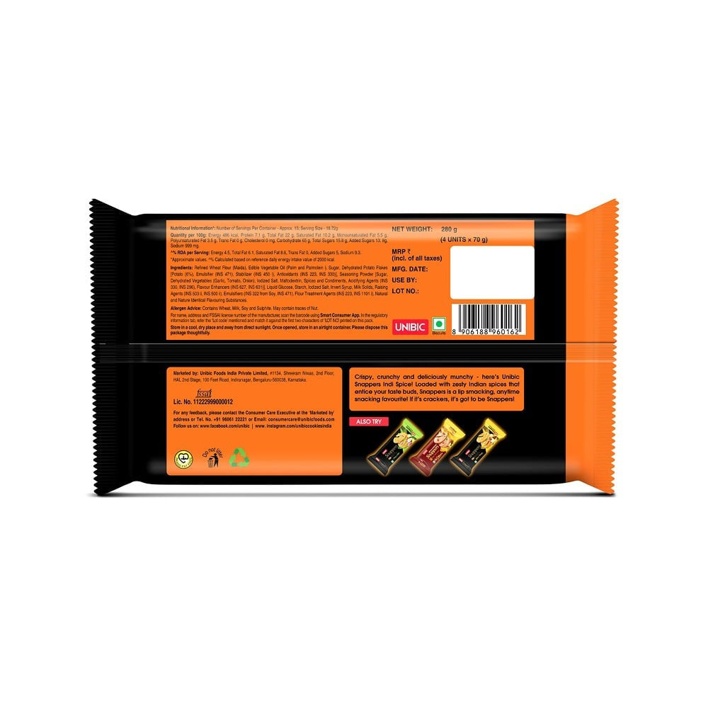 Unibic Snappers Potato Crackers (Indi Spice) : 300 g