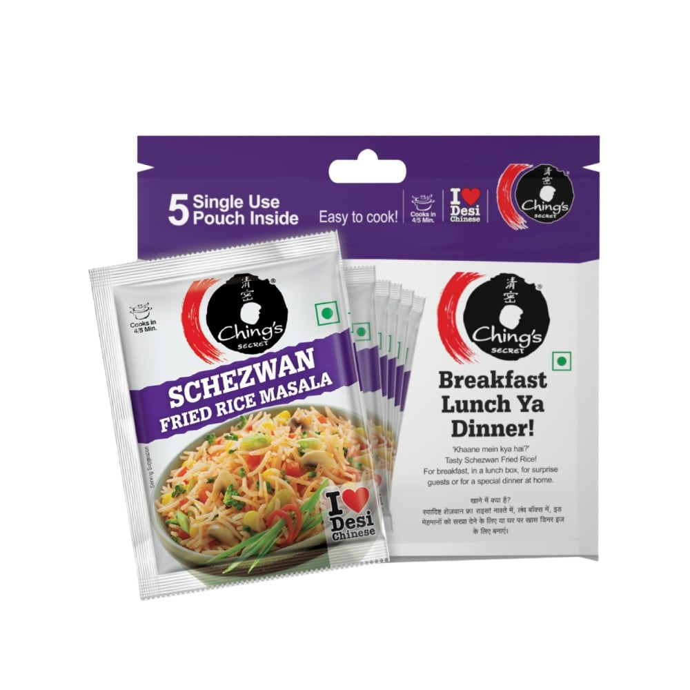 Ching's Secret Schezwan Fried Rice Masala Instant Mix - 5 Single Use Pouches : 5 x 20 g