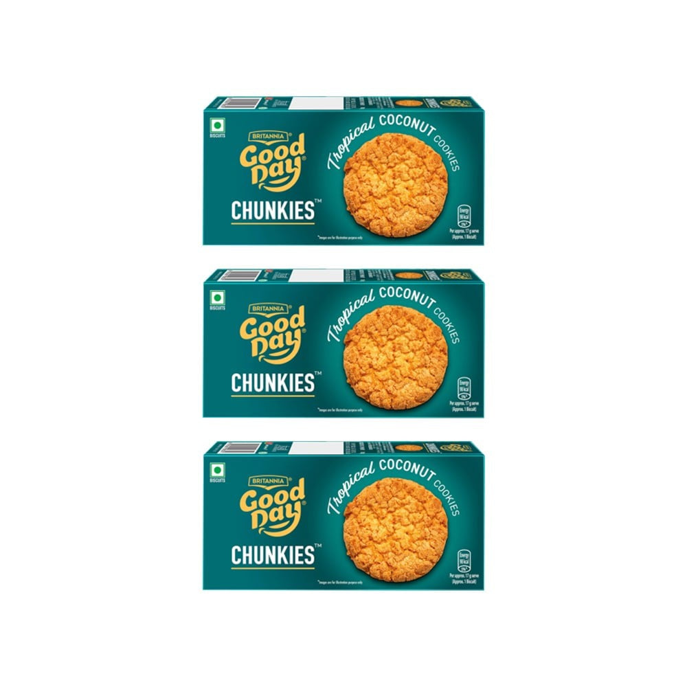Britannia Good Day Chunkies Tropical Coconut Cookies - Pack of 3 : 3 x 100 g
