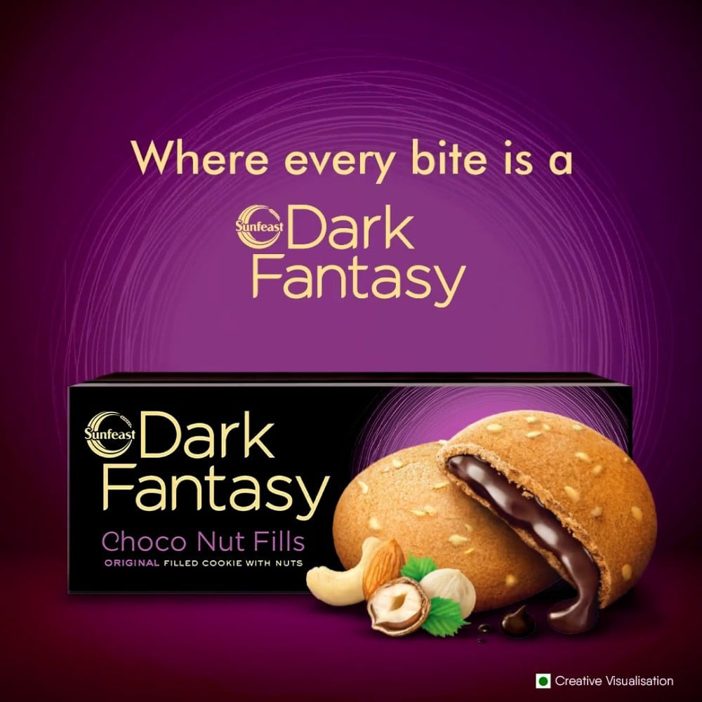 Sunfeast Dark Fantasy Choco Nut Fills Cookies - Pack of 2 : 2 x 75 g