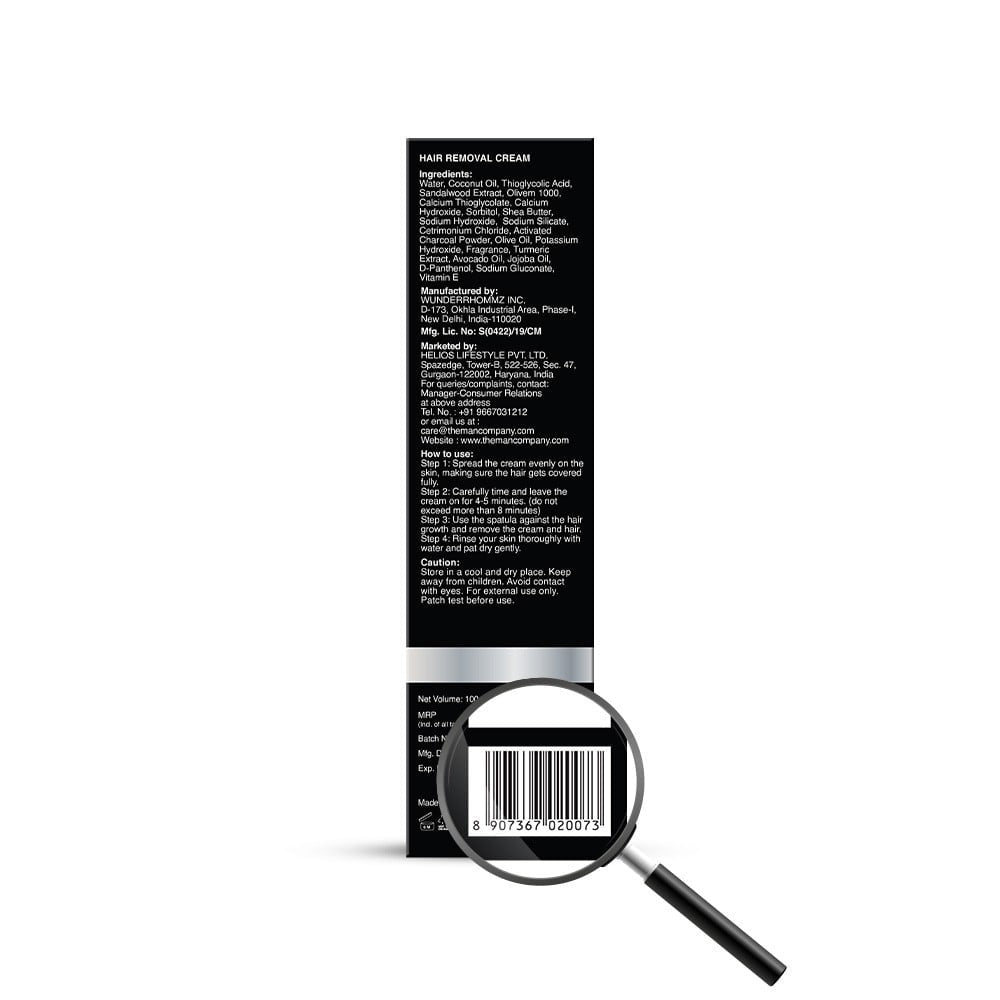 The Man Company Men's Hair Removal Cream (Charcoal & Turmeric) : 100 ml