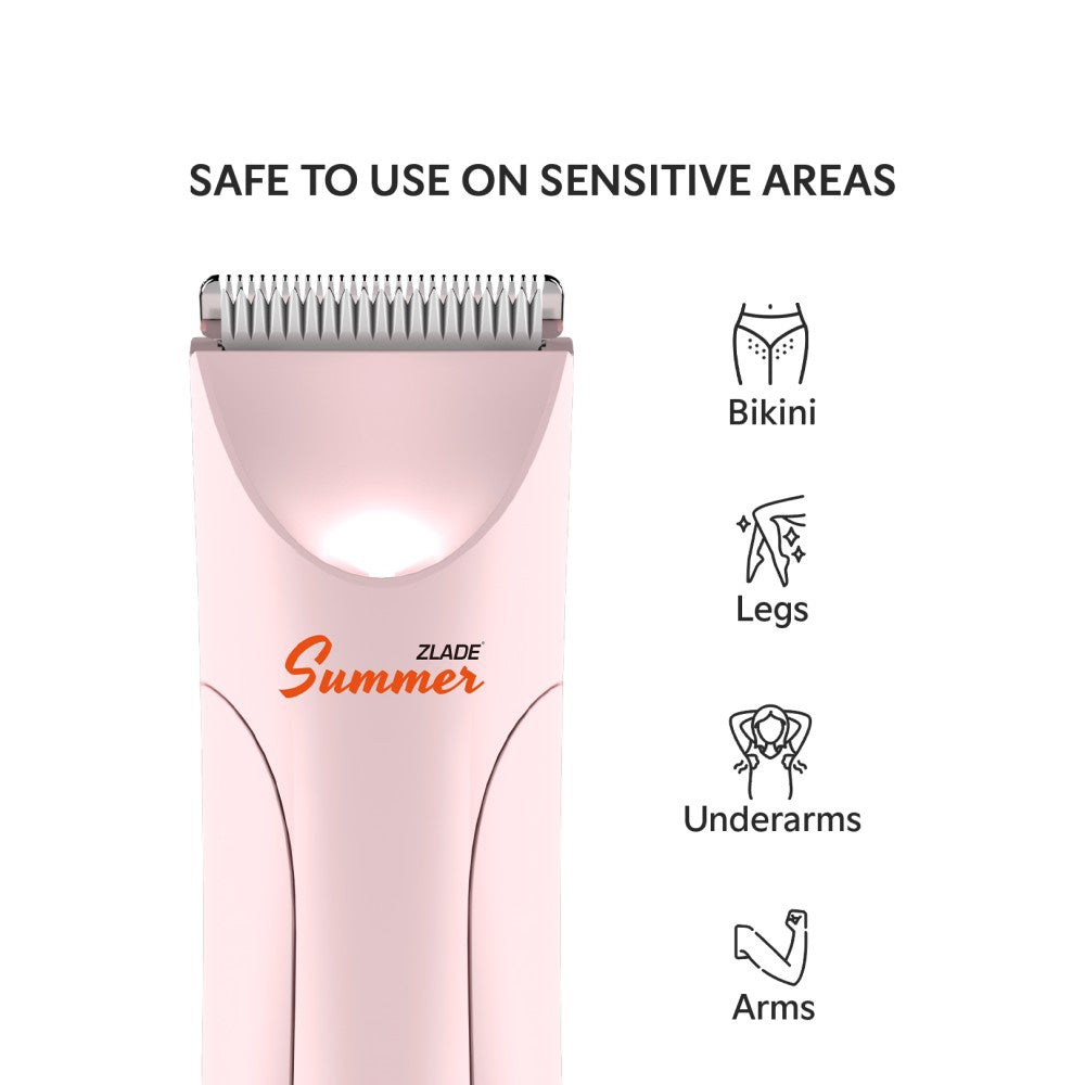 Zlade Summer Waterproof Electric Intimate Female Body Trimmer (Pink, 5W) : 1 unit