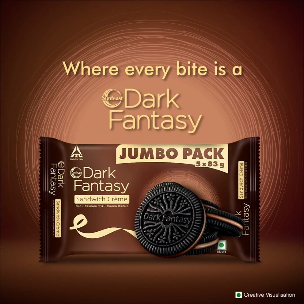 Sunfeast Dark Fantasy Choco Creme Center Filled Biscuits (3 x 83 g) - Pack of 2