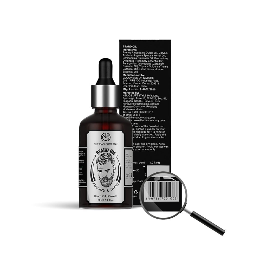 The Man Company Almond & Thyme Growth Beard Oil : 30 ml