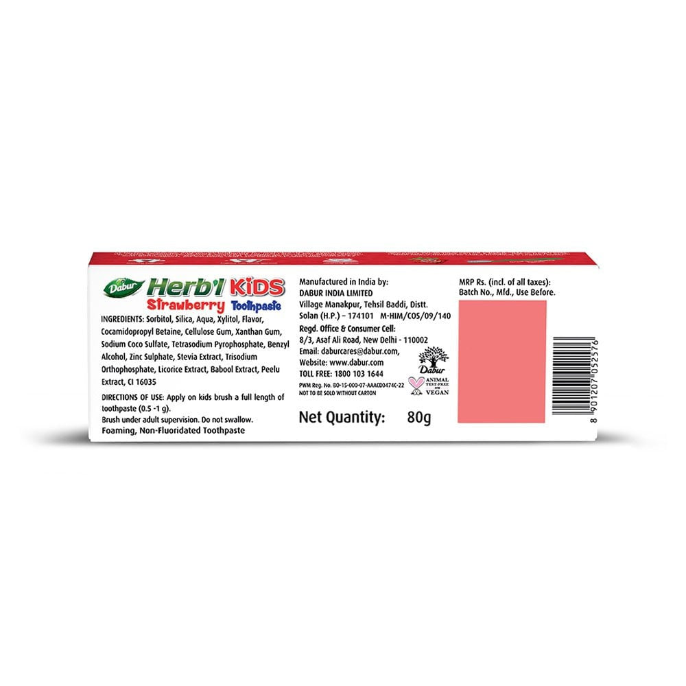 Dabur Herb'l Kids Toothpaste (Frozen, 3+ years, Strawberry Flavour) : 80 g