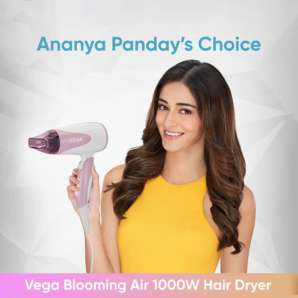 Vega Blooming Air Foldable Hair Dryer, VHDH-05 (Pink & White, 1000W) : 1 unit