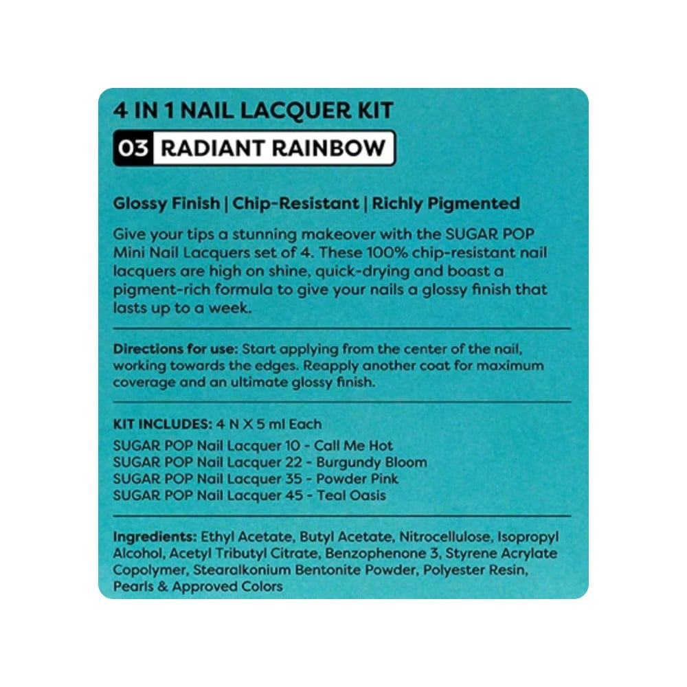 SUGAR POP 4-in-1 Nail Paint Kit (03 Radiant Rainbow) : 1 set