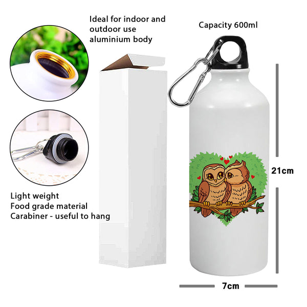 Lovable Owl Couple: Printed Sipper Bottle | 600ml