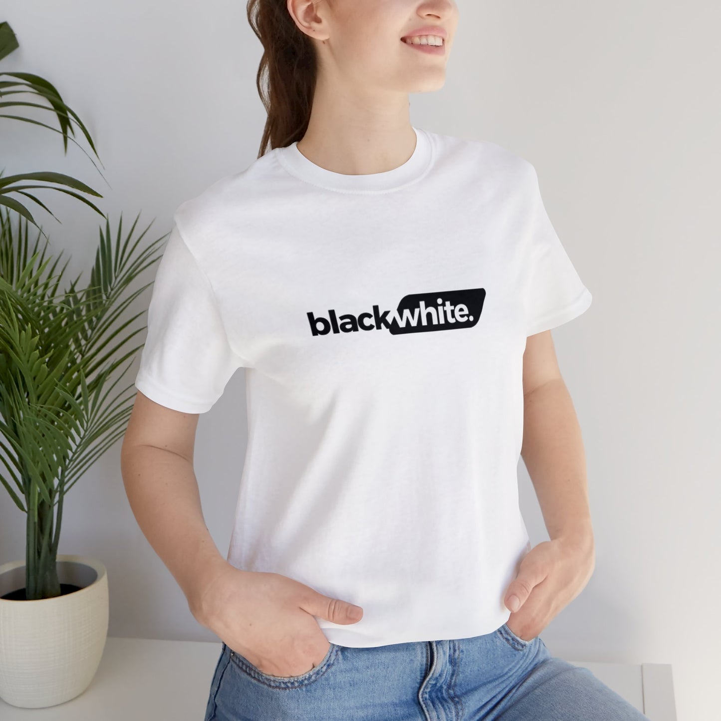 Black White: Printed T-shirt - White, Round Neck - Prithvi Enterprises