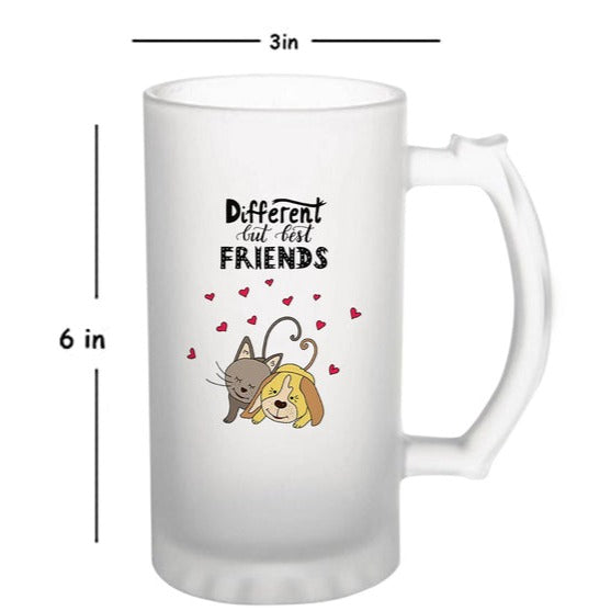 Different but Best Friends: Printed Frosted Beer Mug - 770 ml