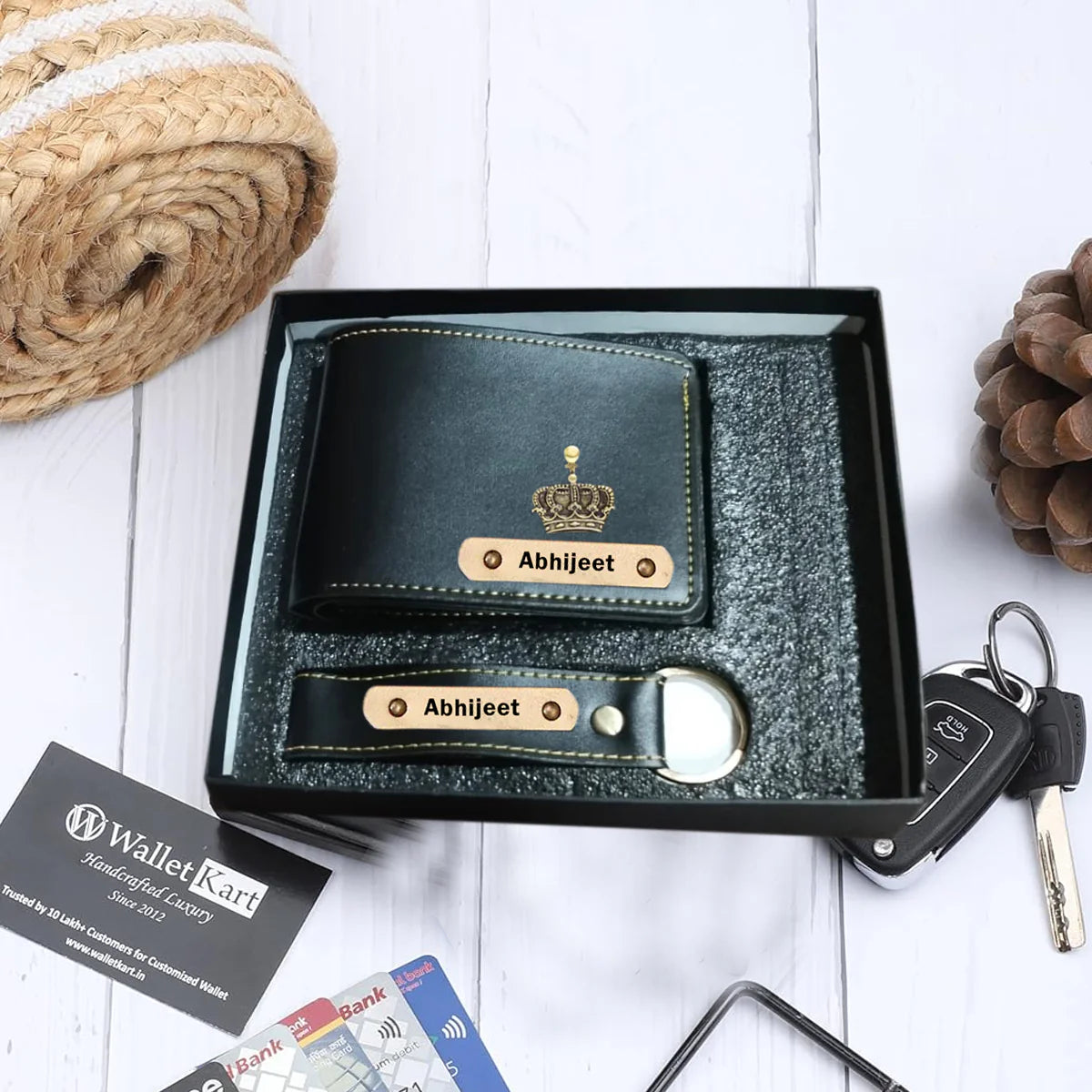 Customized Wallet & Keychain Set for Men – Set of 2