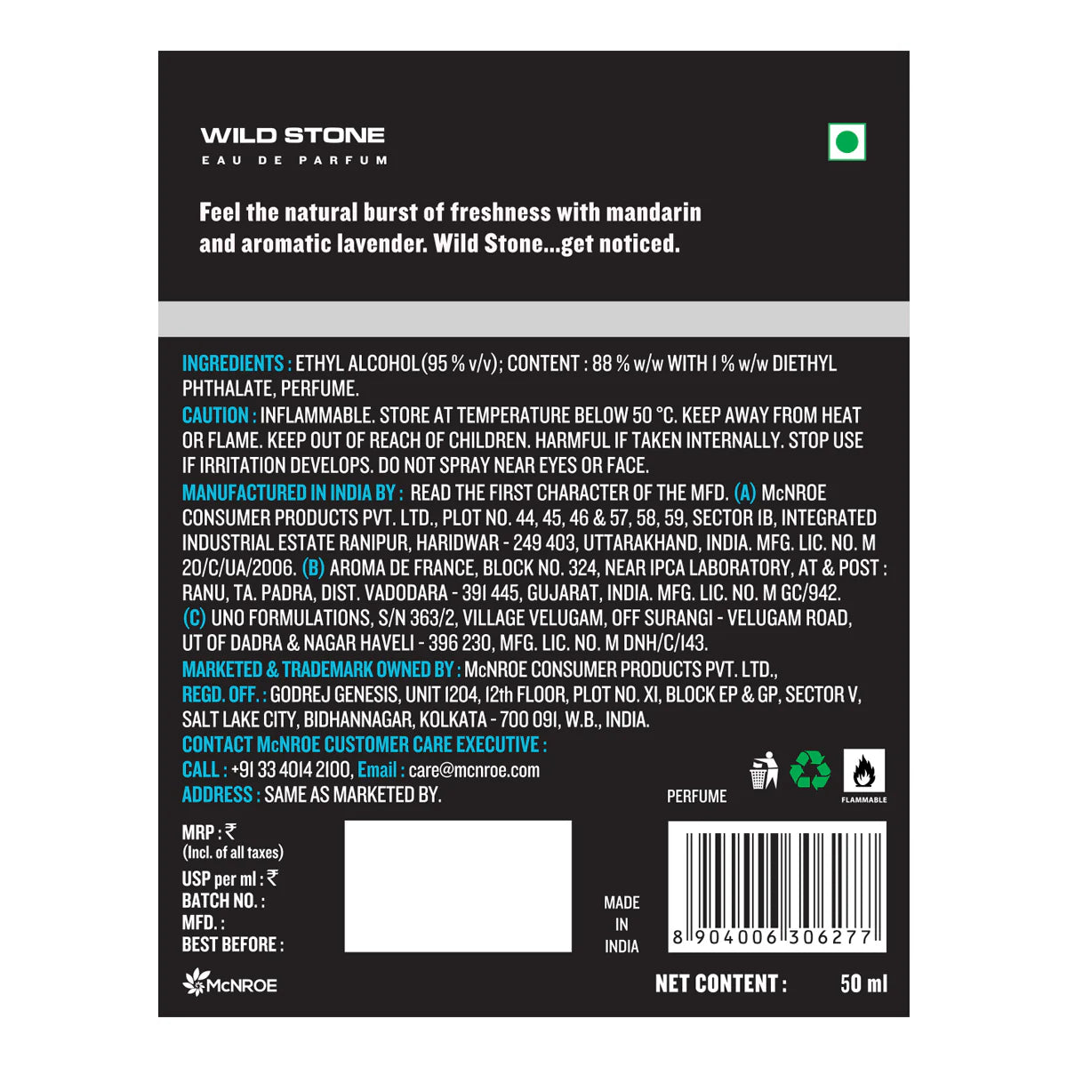 Wild Stone Hydra Energy Perfume for Men, 50ml