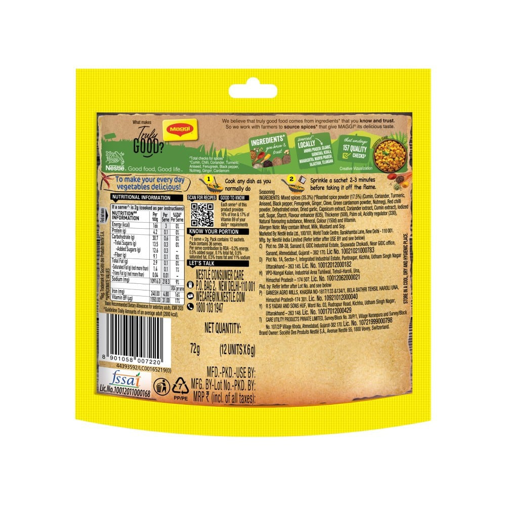 Maggi Masala-ae-Magic Sabzi Masala : 72 g