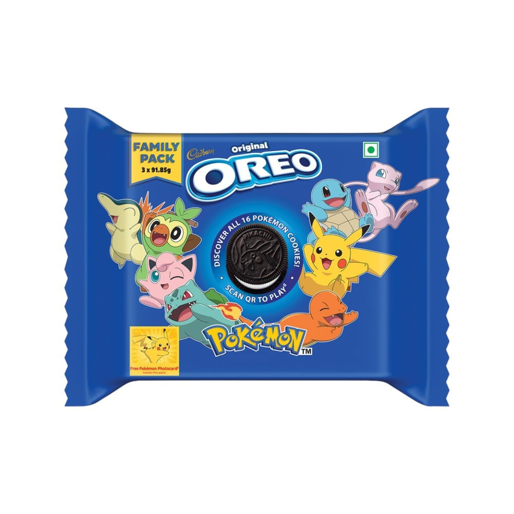 Cadbury Oreo Pokemon Vanilla Sandwich Cream Biscuits Family Pack : 288.75 g