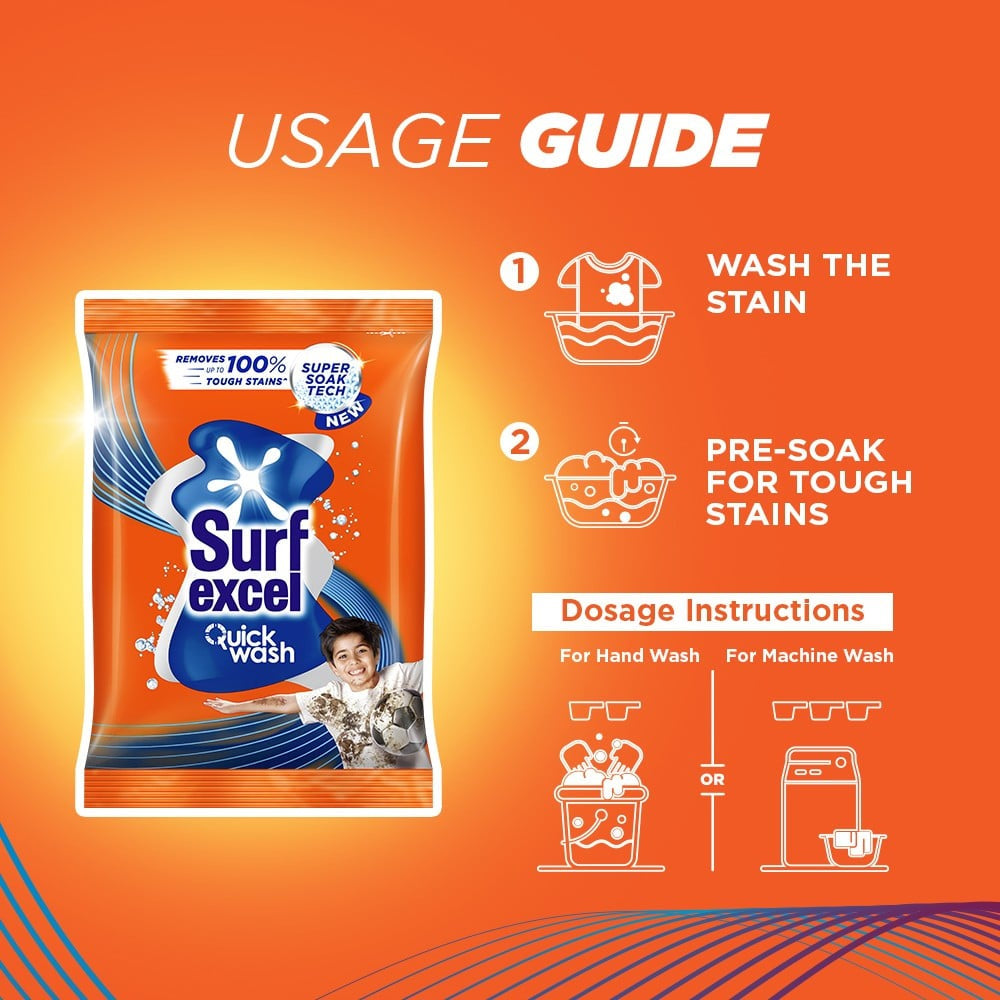 Surf Excel Quick Wash Detergent Powder - Free 1 kg : 3 kg + 1 kg