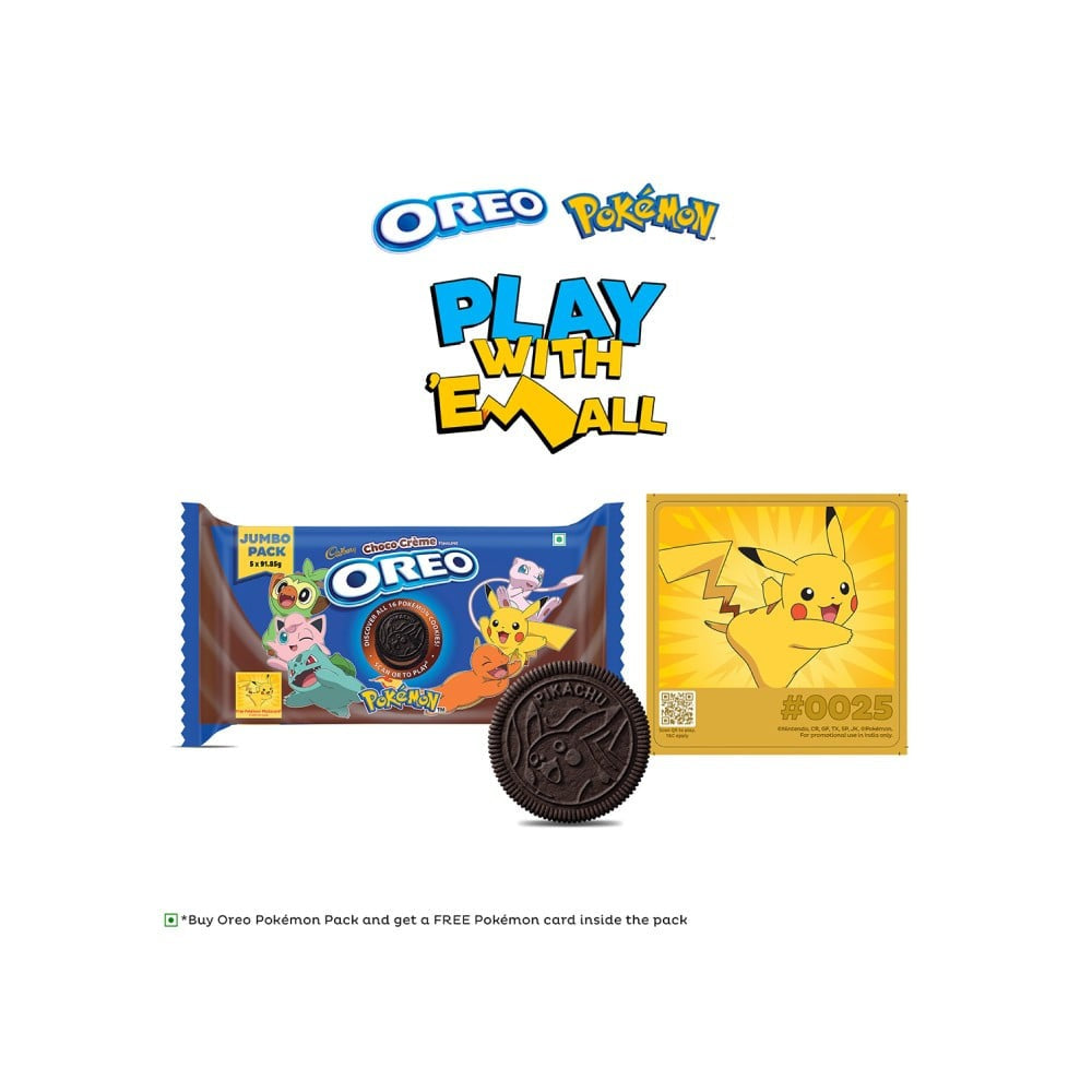 Cadbury Oreo Pokemon Chocolate Flavour Sandwich Cream Biscuits - Pack of 2 : 2 x 481.25 g