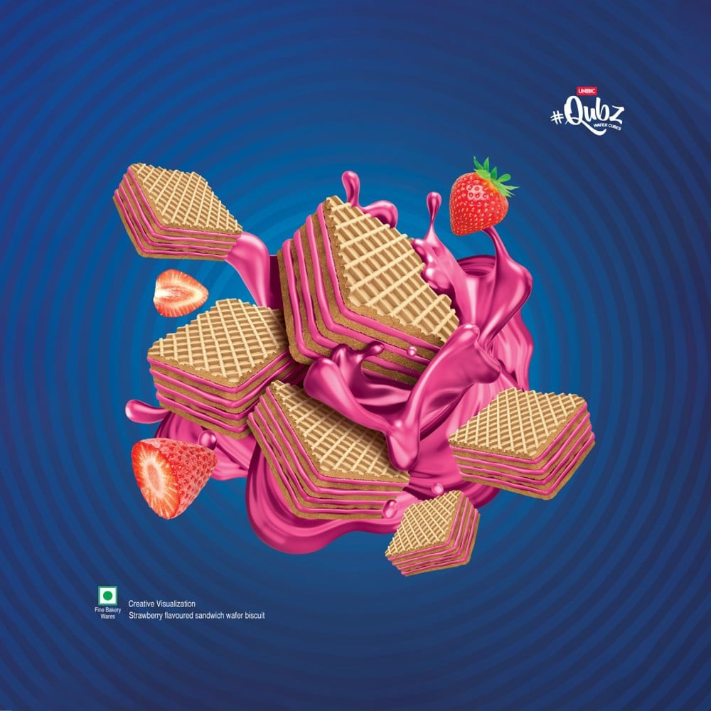 Unibic Qubz English Strawberry Wafer Cube : 150 g
