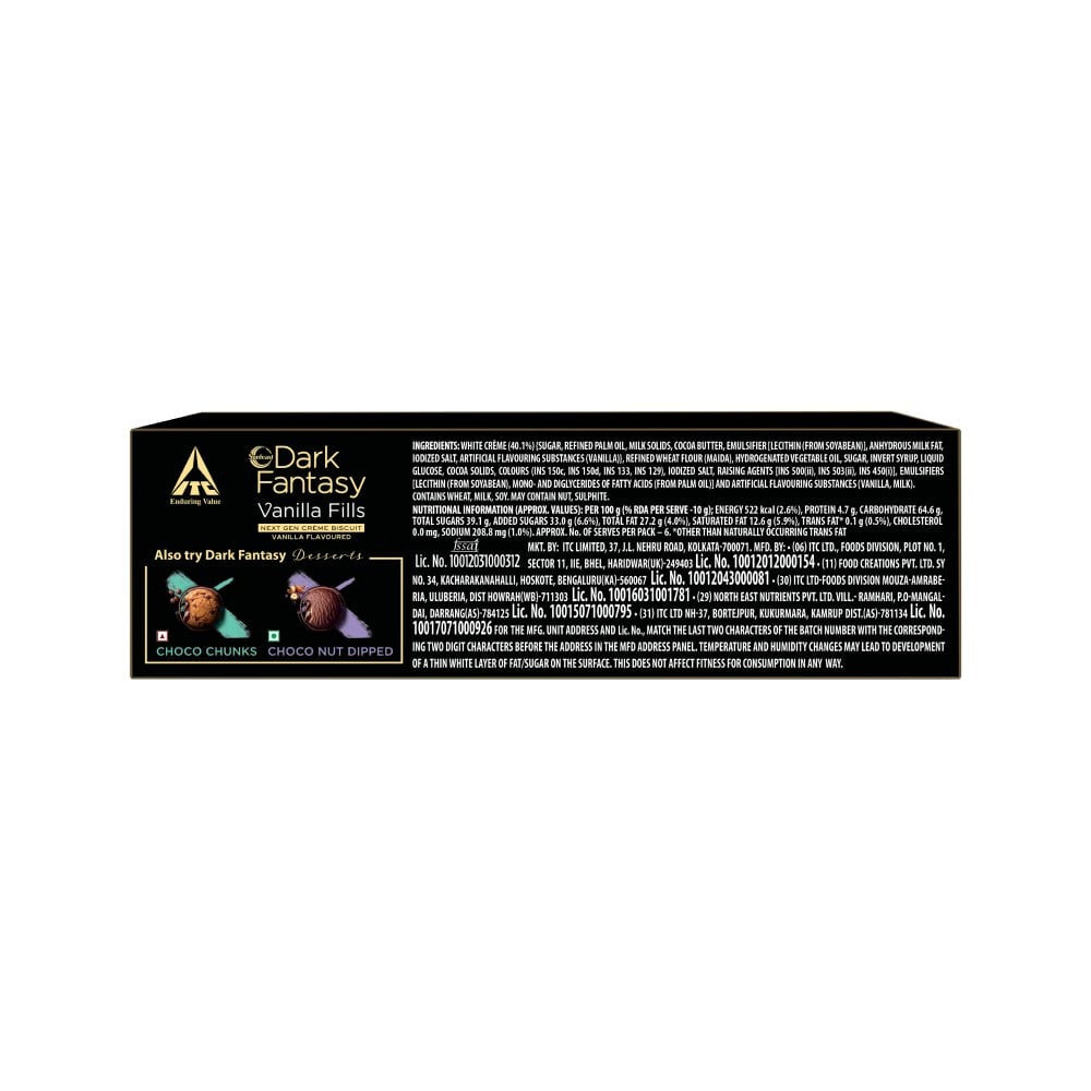 Sunfeast Dark Fantasy Vanilla Fills Center Filled Biscuits : 60 g