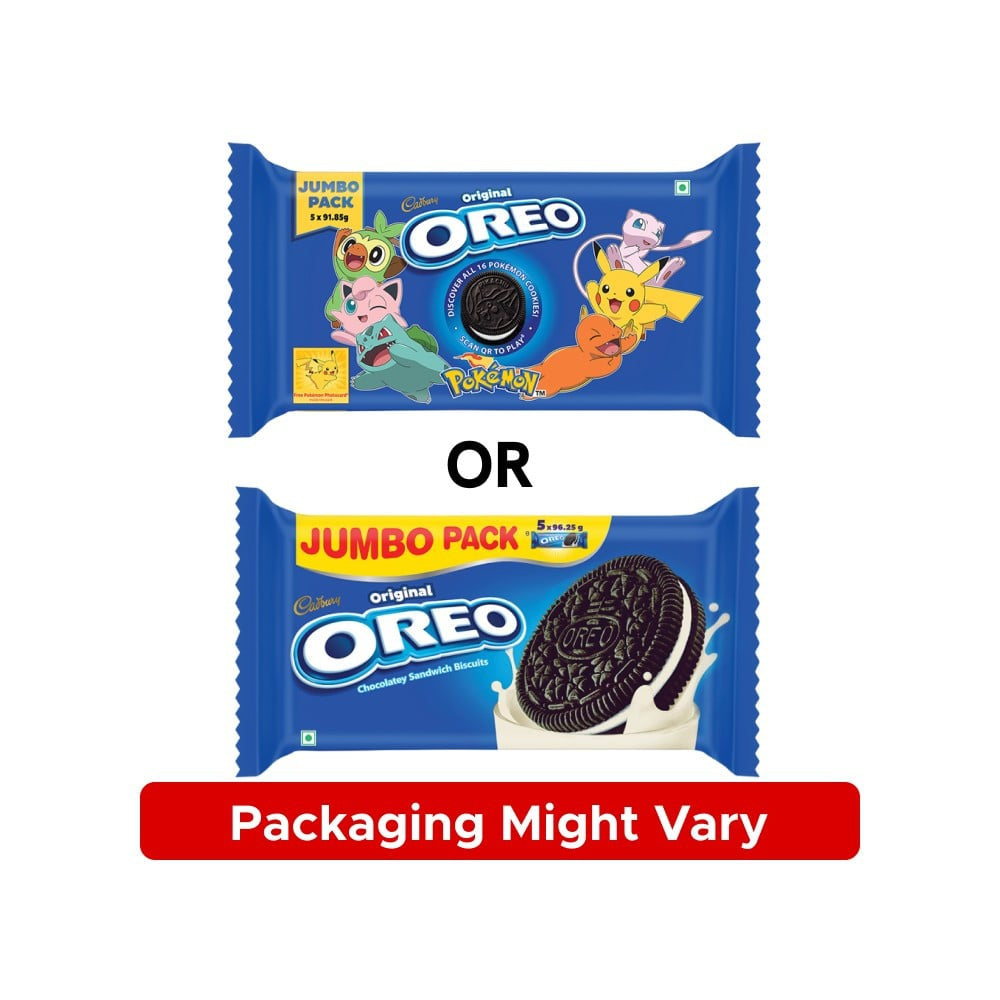 Cadbury Oreo Pokemon Original Vanilla Sandwich Cream Biscuits Jumbo Pack - Pack of 2 : 2 x 481.25 g