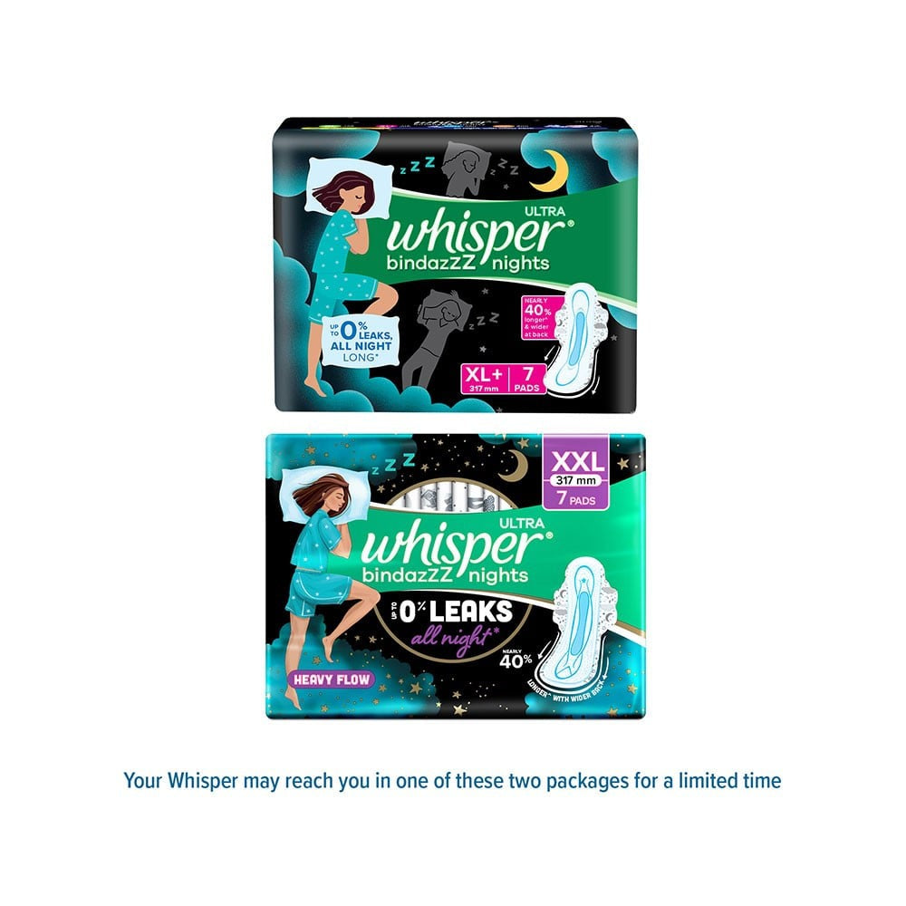 Whisper Ultra Bindaz Nights Sanitary Pads : 7 pieces