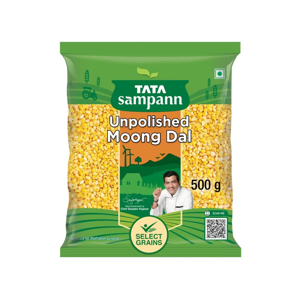 Tata Sampann Unpolished Yellow Moong Dal (Dhuli) Split : 500 g